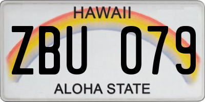 HI license plate ZBU079