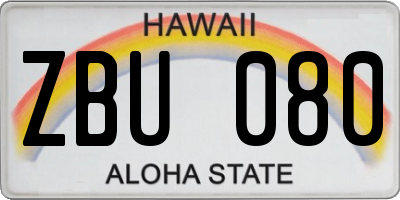 HI license plate ZBU080