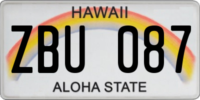 HI license plate ZBU087