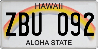 HI license plate ZBU092