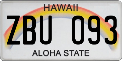 HI license plate ZBU093