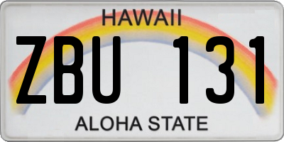 HI license plate ZBU131