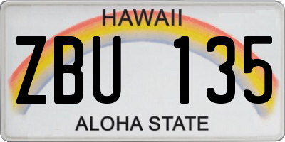 HI license plate ZBU135