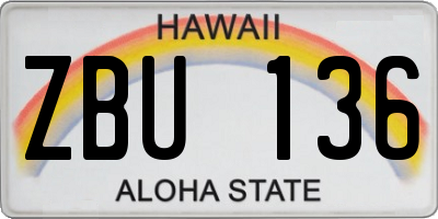 HI license plate ZBU136