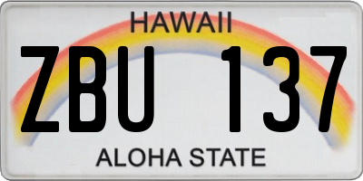 HI license plate ZBU137
