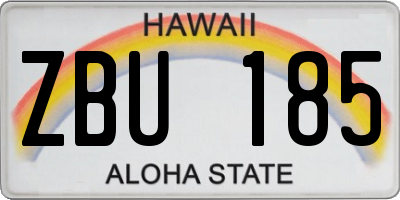HI license plate ZBU185