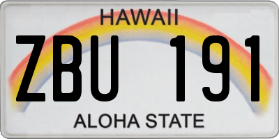 HI license plate ZBU191