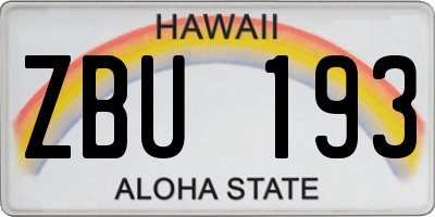HI license plate ZBU193
