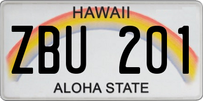 HI license plate ZBU201