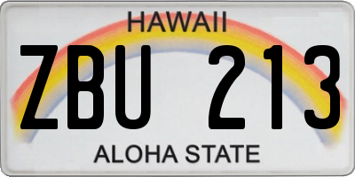 HI license plate ZBU213