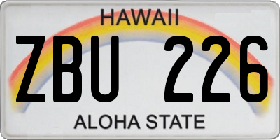 HI license plate ZBU226