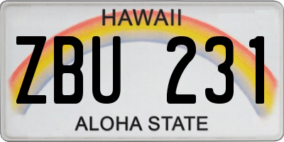HI license plate ZBU231