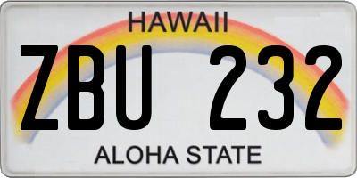 HI license plate ZBU232