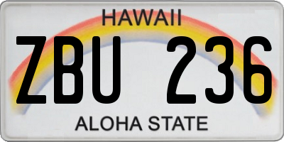 HI license plate ZBU236