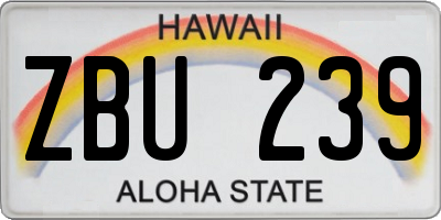 HI license plate ZBU239