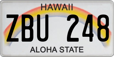 HI license plate ZBU248