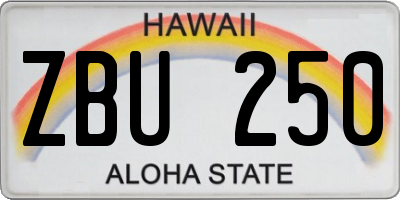 HI license plate ZBU250