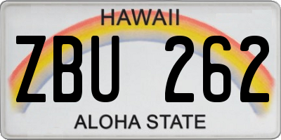 HI license plate ZBU262