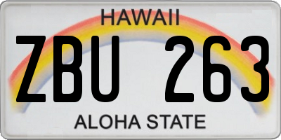 HI license plate ZBU263