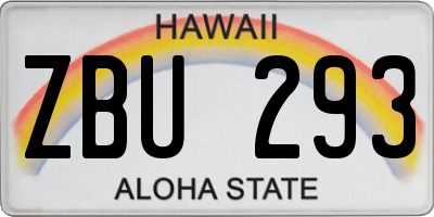 HI license plate ZBU293