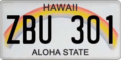 HI license plate ZBU301