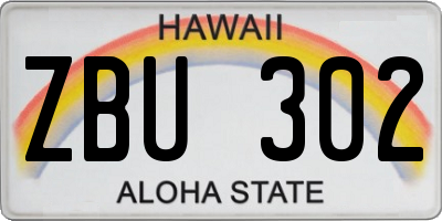 HI license plate ZBU302