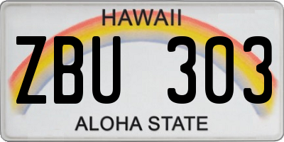 HI license plate ZBU303