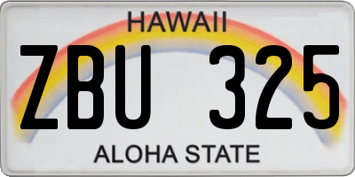 HI license plate ZBU325