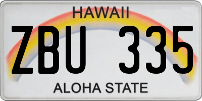 HI license plate ZBU335