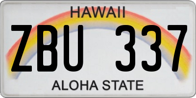 HI license plate ZBU337