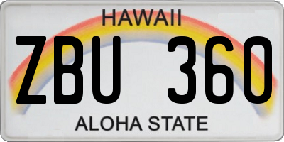 HI license plate ZBU360