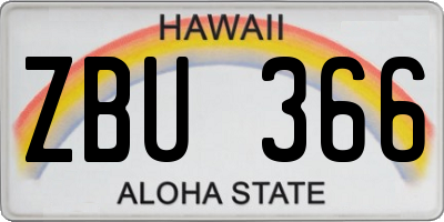 HI license plate ZBU366