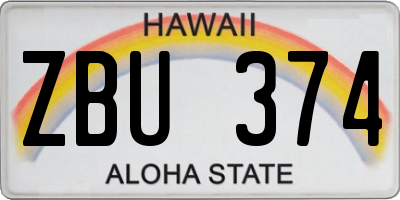 HI license plate ZBU374
