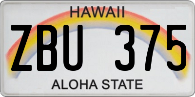 HI license plate ZBU375