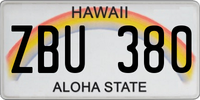 HI license plate ZBU380