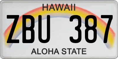 HI license plate ZBU387