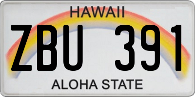 HI license plate ZBU391