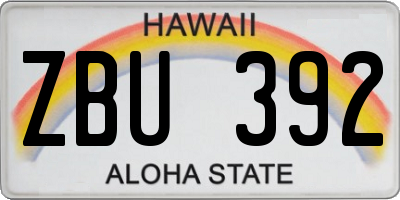 HI license plate ZBU392