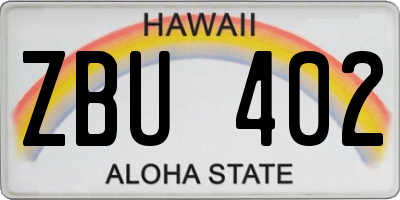 HI license plate ZBU402