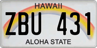 HI license plate ZBU431