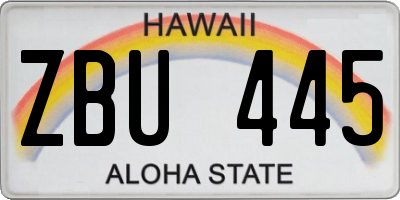 HI license plate ZBU445
