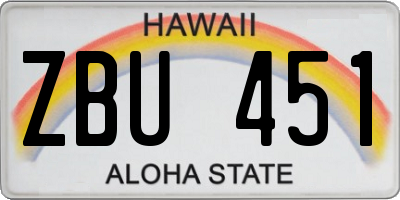 HI license plate ZBU451