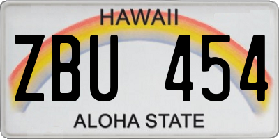 HI license plate ZBU454