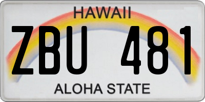 HI license plate ZBU481
