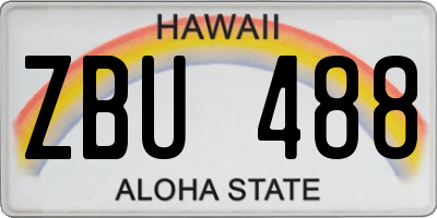 HI license plate ZBU488