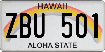 HI license plate ZBU501