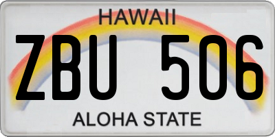 HI license plate ZBU506