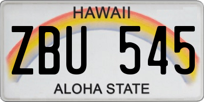HI license plate ZBU545