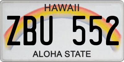 HI license plate ZBU552