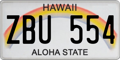HI license plate ZBU554